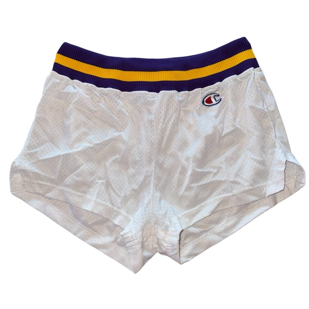 Vintage Retro Champion Purple and White Mesh Athletic Shorts M